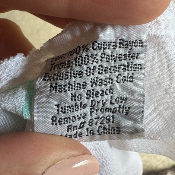 Johnny Was RARE Painted Crochet Trimmed Handkerchief Tank Tunic, size Small - Picture 7 of 8